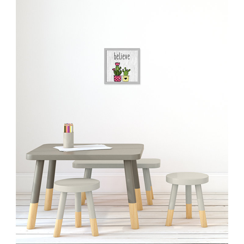 Cactus B, art encadré, 12" H x 12" W x 1.18" D, Encadré de boîte argent