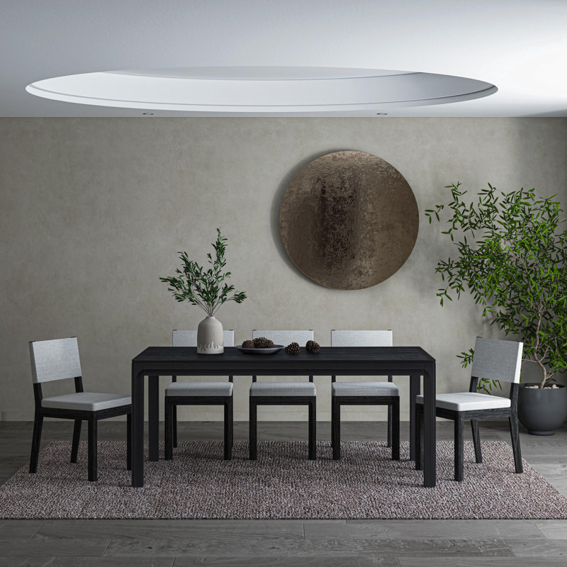 NTC Flow Modern Farmhouse Dining Table, Burnt Black, 29.92" H  x 55.12" L x 35.43" W