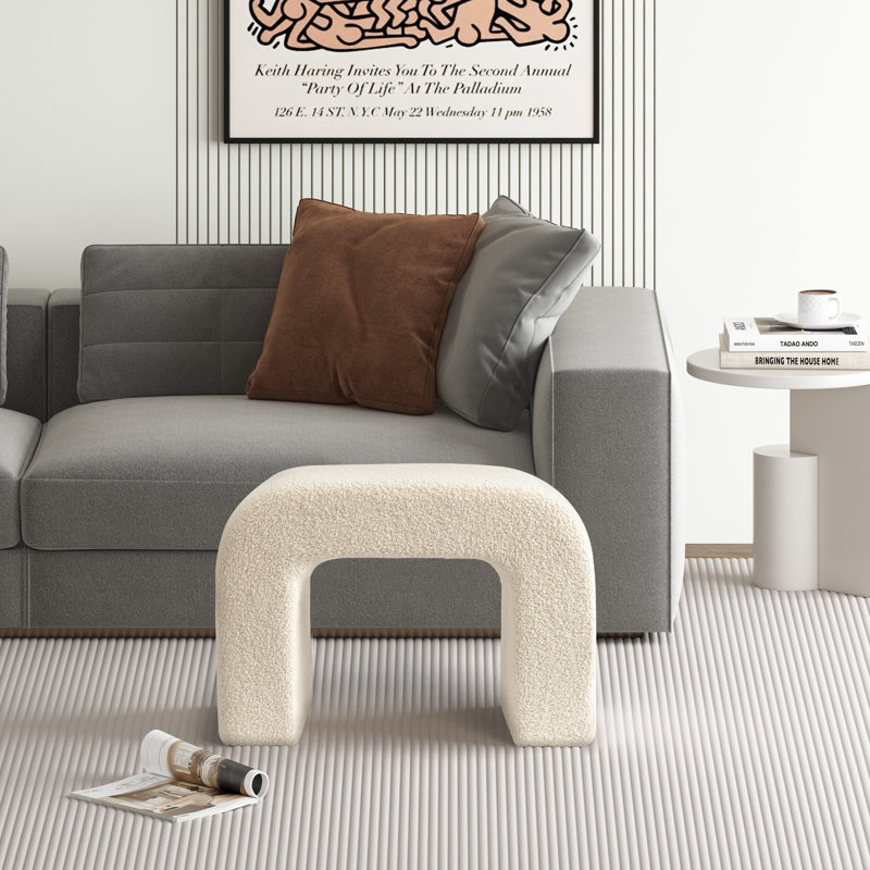 Banc rembourré avec cascade Ellecia 25,6 po Boucle, Blanc