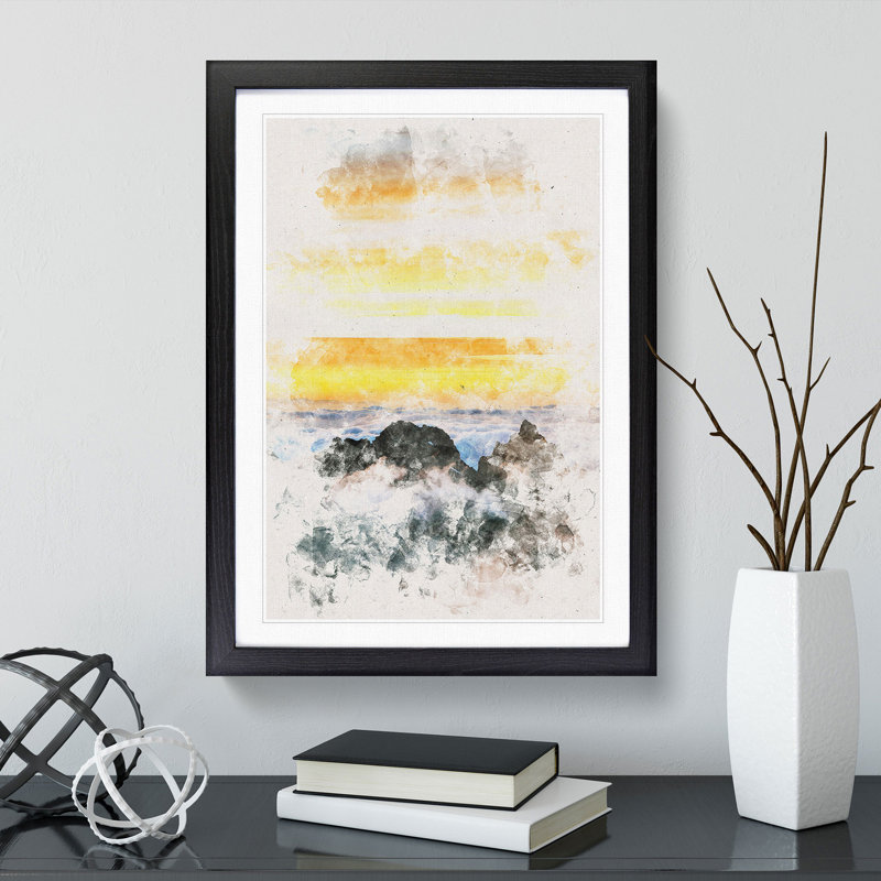 Mountain Peaks - Picture Frame Painting Print, Black Framed, 87cm H x 62cm W x 2cm D