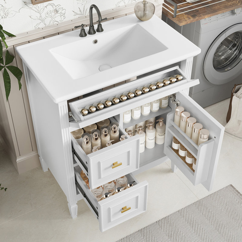 Meuble-lavabo de 30 pouces avec lavabo, Blanc