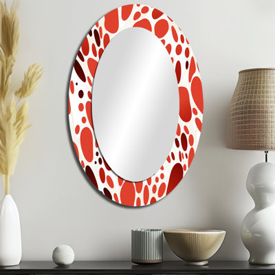Motif à pois rouge et blanc - grand miroir mural à pois, miroir décoratif rouge, impression d'art en métal