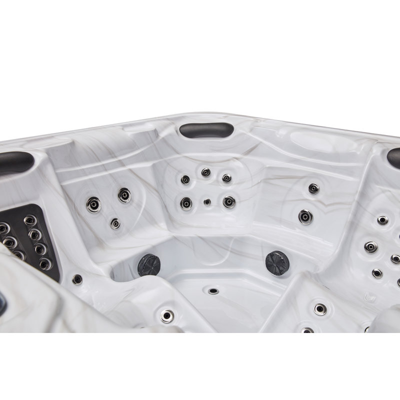 Gray and White 5-Person Luxury Hot Tub with Jets and Ozonator