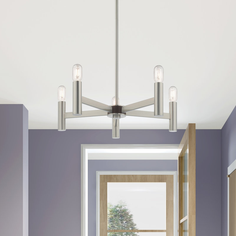 Martella 5-Light Chandelier, Nickel brossé, H 6 po x l 25 po x P 25 po