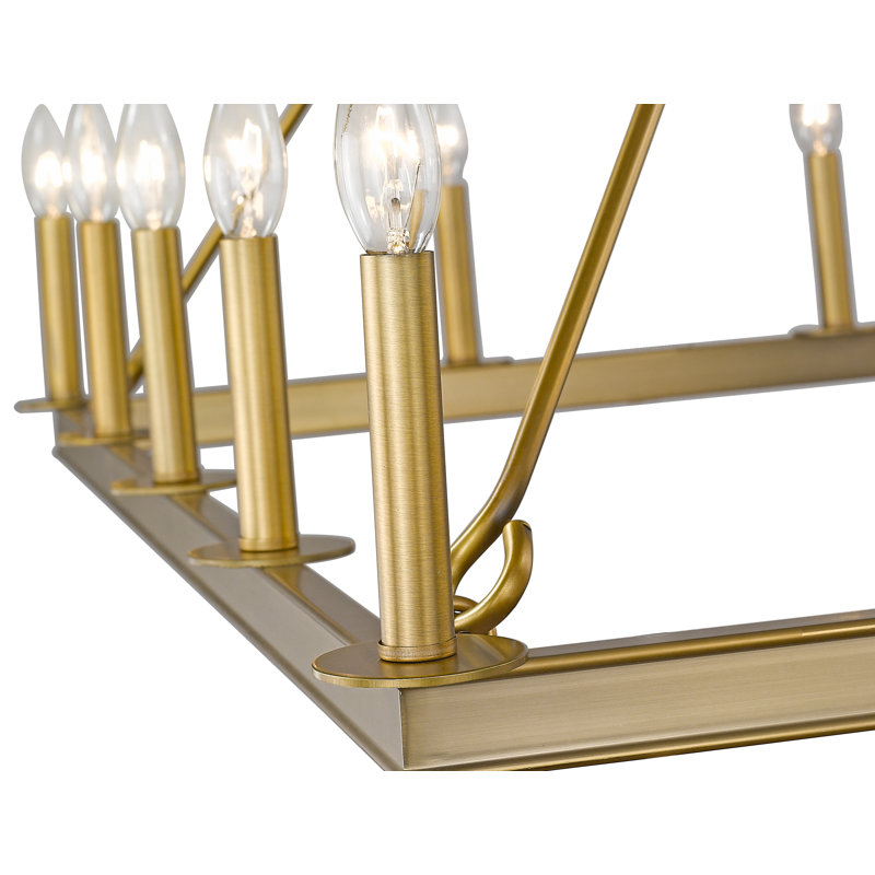 Lustre géométrique de style bougie à 16 lumières Jordan-Lee, Laiton vieilli