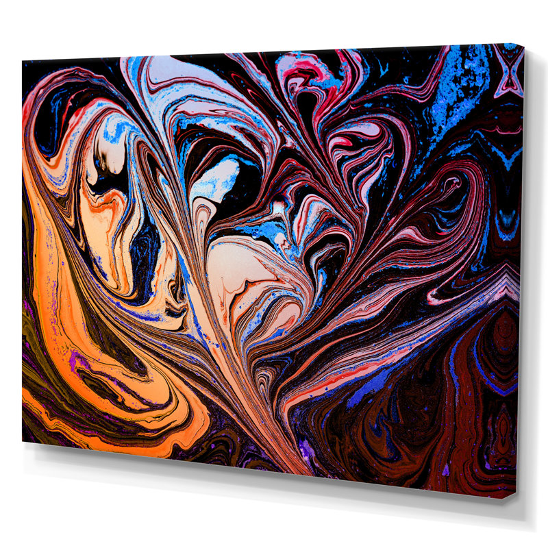 Art abstrait marbré mauve abstrait II, H 12 po x l 8 po x P 1 po, Toile tendue