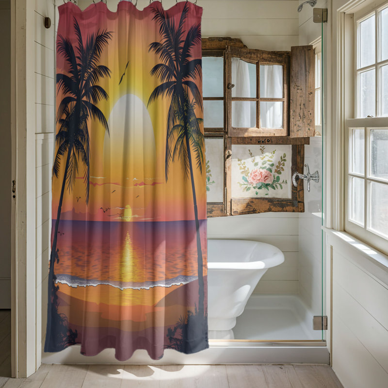 Rideau de douche Seaside Sunset - Premium, H 74 po x l 71 po