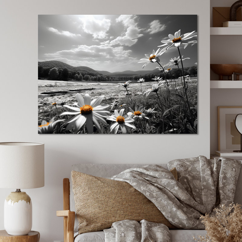 Champ de fleurs bronze pré - impression, Toile tendue, H 34 po x l 44 po x P 1,5 po