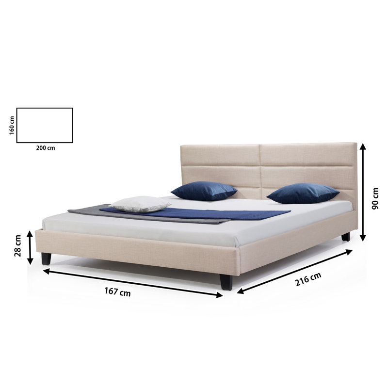 Upholstered Bed, King, Beige