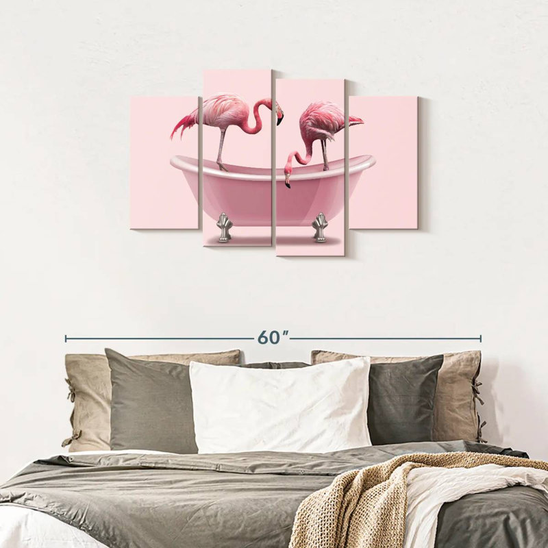 Baignoire flamants roses 4 pièces, H 27 po x l 43 po x P 1,25 po