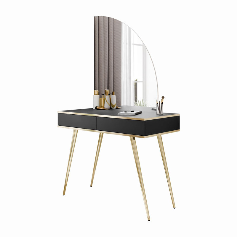 Dressing Table with Mirror, Black