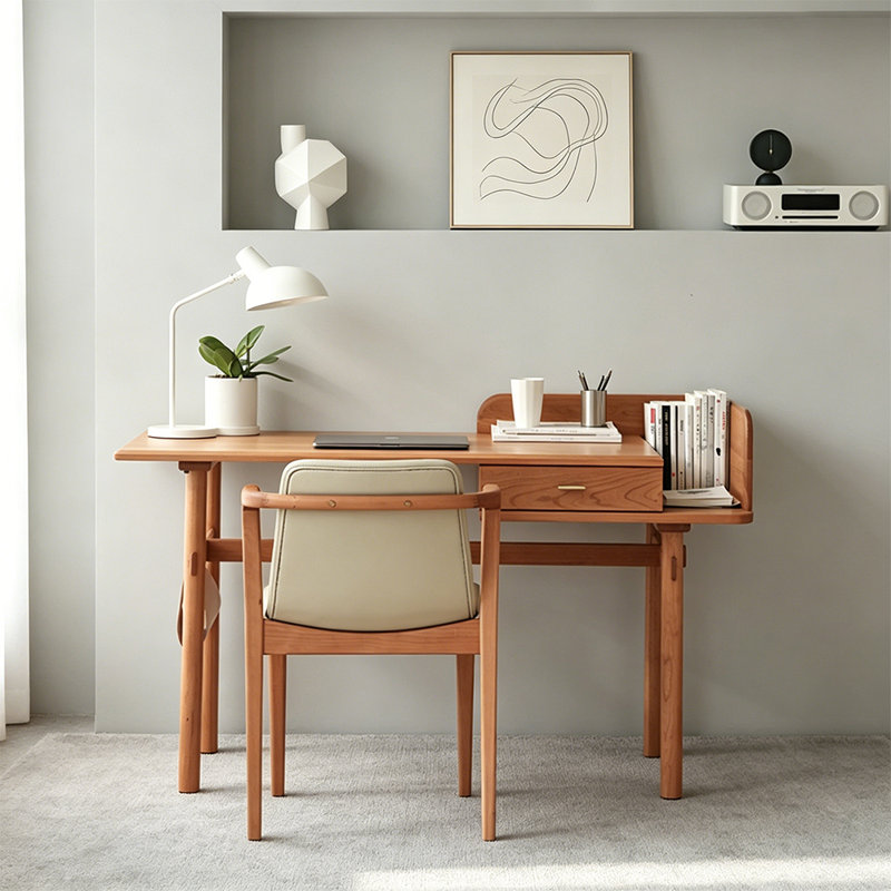 Bureau moderne en bois de cerisier Burlywood, H 29,52 po x l 62,99 po x P 23,62 po