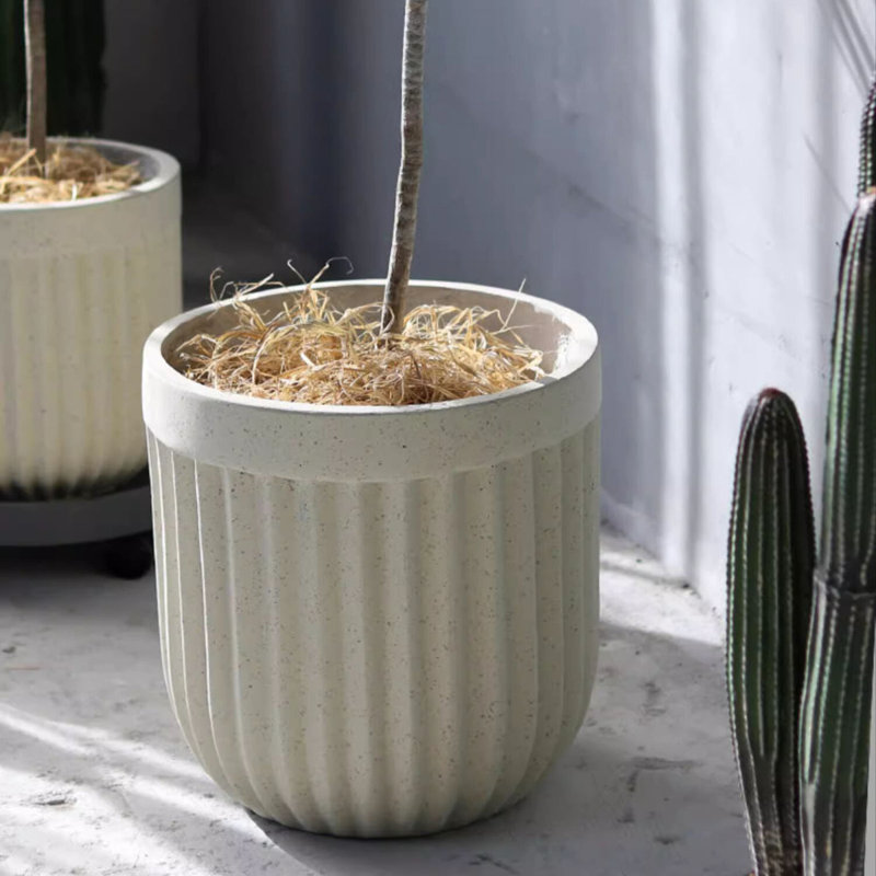 Nordic Vertical Stripe Flower Pot, 9" H x 8.6" W x 8.6" D