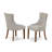 3 Piece Dinette Set for Small Spaces Contains a Round Dining Table with Pedestal and 2 Doeskin Linen Fabric Parsons Dining Chairs, Mahogany-1120535744-1120535747