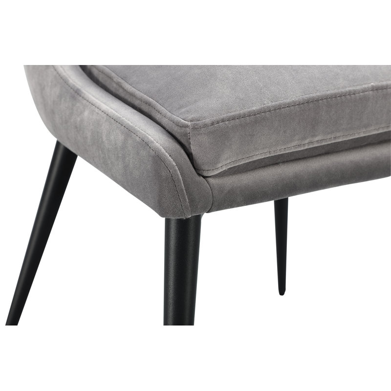 Linen Blend Metal Side Chair Dining Chair, Goose, Black
