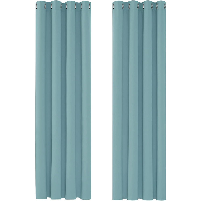 Hisao Room Darkening Curtain Pair, 132 W x 160 D cm, Light Blue