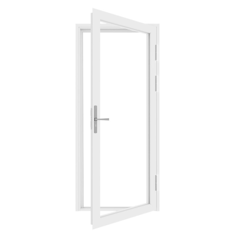 Porte de patio blanche simple avec verre trempé, Blanc, Articulé, Gauche