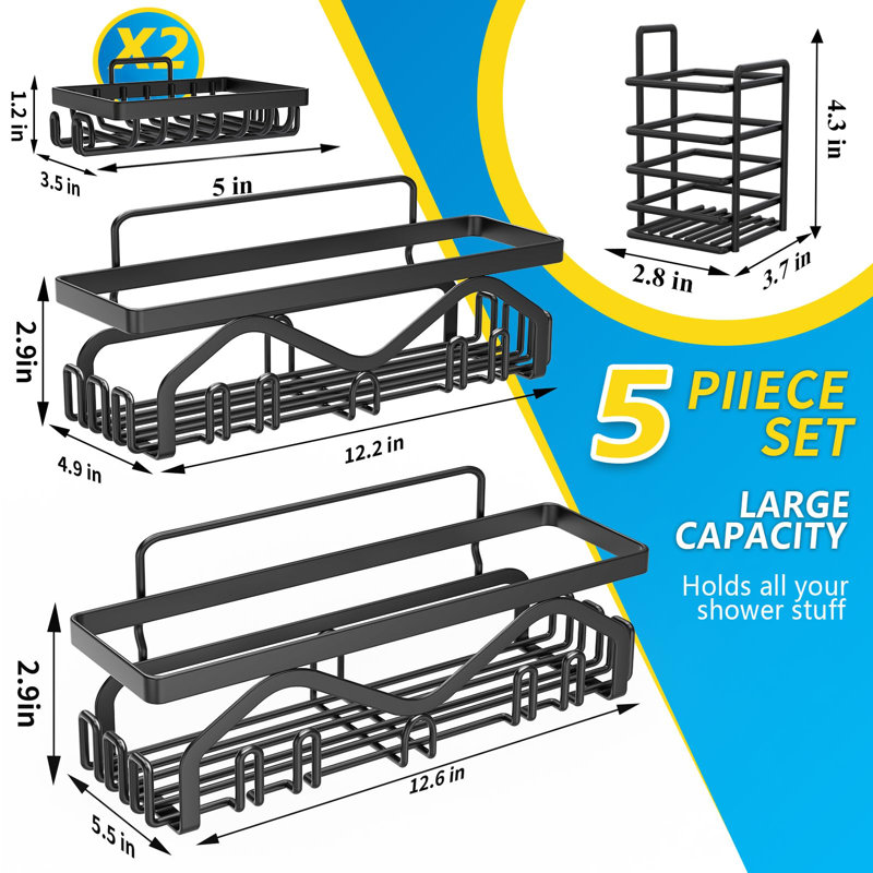 Floating Shelves Wall Stainless Steel Shower Shelf, Matte Black