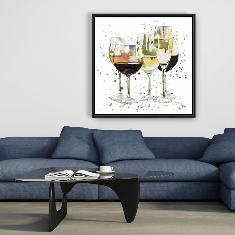 Beautiful wine glasses - 36"x36" Framed canvas
