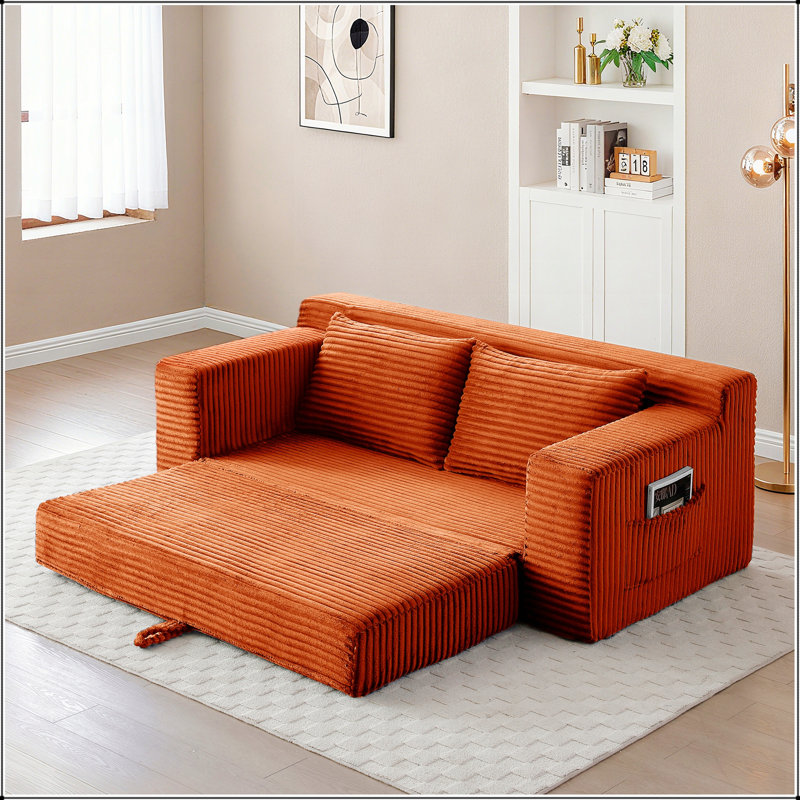 Canapé-lit en mousse à mémoire de forme, lit convertible 2 en 1 pliant, sans assemblage pour une vie moderne, Orange