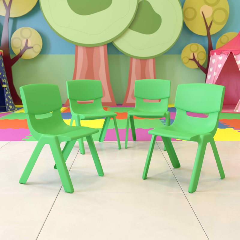 Chaises d'école empilables en plastique avec siège de 10,5 po Goddard, Rouge, 10.5, 4