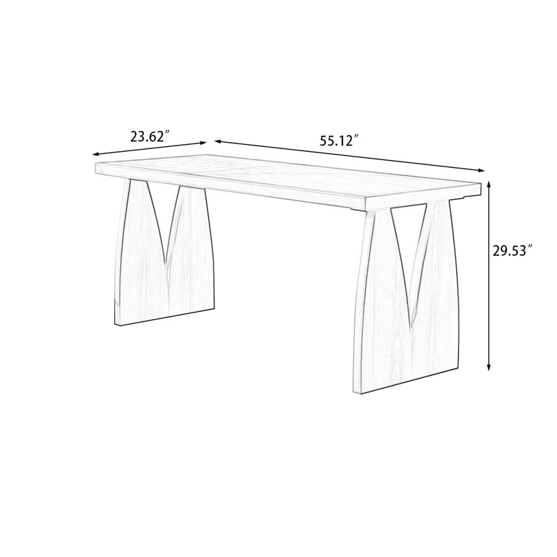 Light walnut Rectangular Solid Wood desks, 29.53" H x 55.12" W x 23.62" D