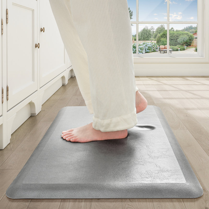 Tapis anti-fatigue Jahzlynn, Rectangle 1 pi 8 po x 2 pi 8 po, Gris clair