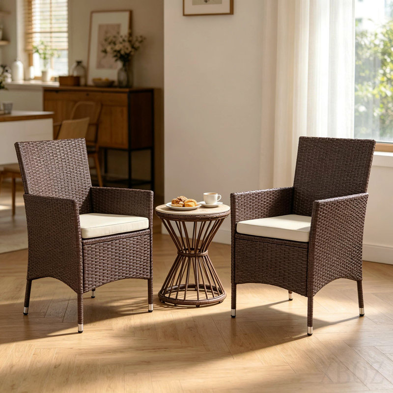 Garden Stackable Chairs,Rattan Dining Chairs,Rattan Chairs With Backrest(Only 2 Pcs Chairs)