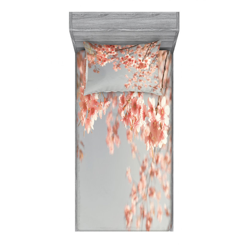 Microfiber Floral Sheet Set, Twin Sheet Set with Fitted Sheet