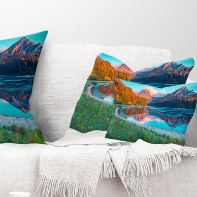Beautiful Swiss Lake Obersee Landscape Photography Lumbar Pillow