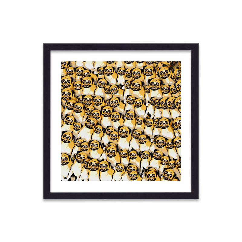 Sad Pug Random Collage by Vouvart - Single Picture Frame Print