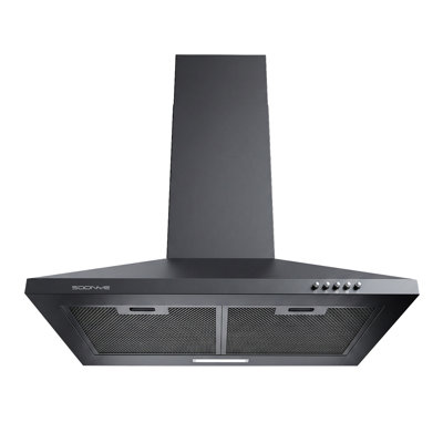 30 Inch Wall Mount Range Hood Ducted/Ductless Convertible Kitchen Exhaust Hood with 450 CFM Motor, 3 Speed Fan, LED Lighting and Dishwasher Safe Filters, Matte Black Painted Finish