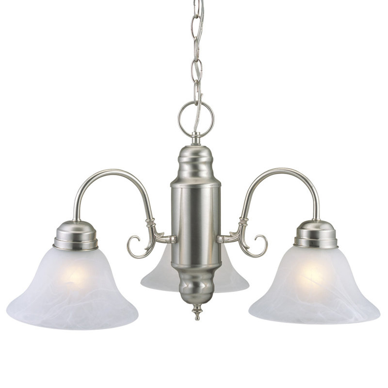 Lustre classique / traditionnel à 3 lumières Guildford, Nickel satiné
