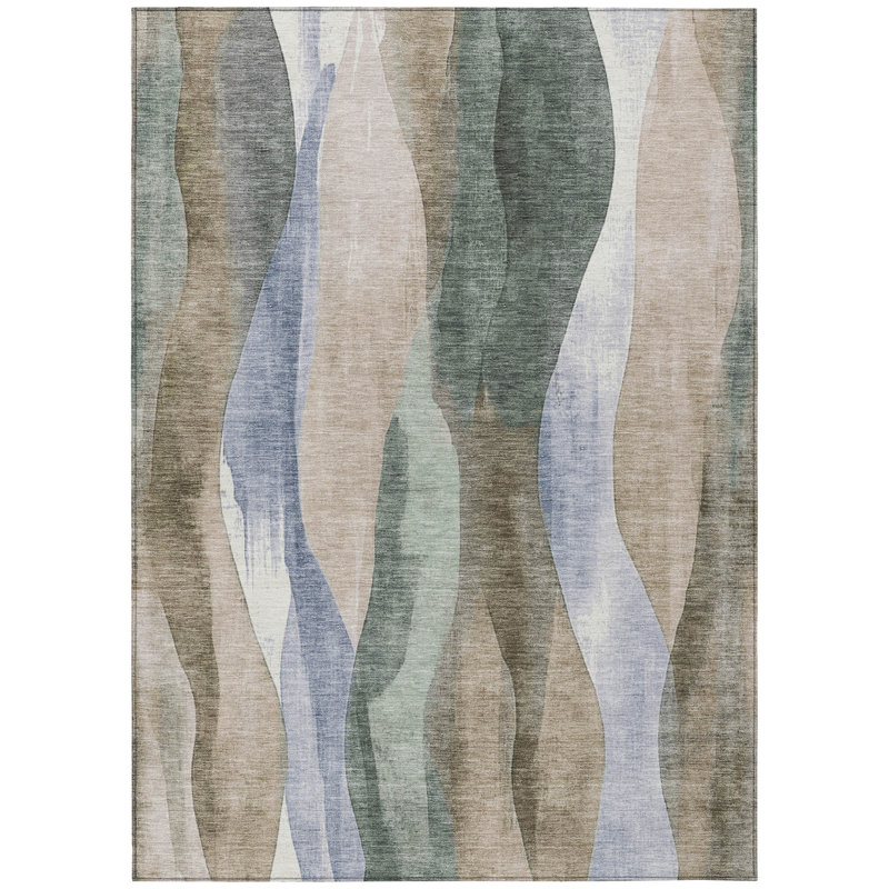 Machine Washable Indoor/Outdoor Xhevrie Beige Rug, Rectangle 2'6" x 3'10"
