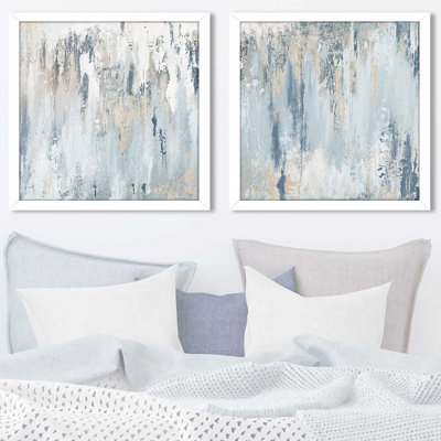 « Blue Illusion Square » par Patricia Pinto ‑ ensemble de deux reproductions à l'acrylique imprimées