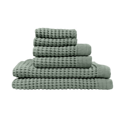 Waffle Bath Towel Set – 6-Piece 100% Natural Cotton Quick-Drying, Super Absorbent, Adrieana