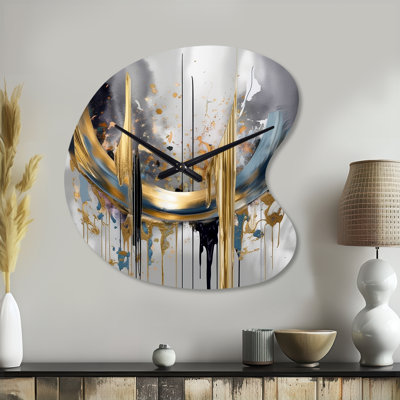 Shapes And Lines Abstract Marble III - Drop Shape Large Abstract Marble 3D Wall Clock