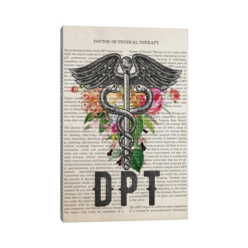 DPT, Doctor Of Physical Therapy With Flowers by Aged Pixel - Wrapped Canvas Print, 30.48 cm H x 45.72 cm W