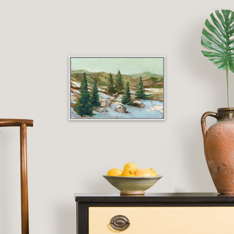«Spring Thaw I» par Ethan Harper - reproduction d'art sur toile, H 14 po x l 20 po x P 1,75 po, Cadre flottant blanc