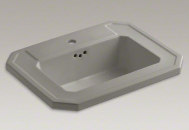 Kathryn Vitreous China Rectangular Drop-In Bathroom Sink with Overflow, Tea Green, Single