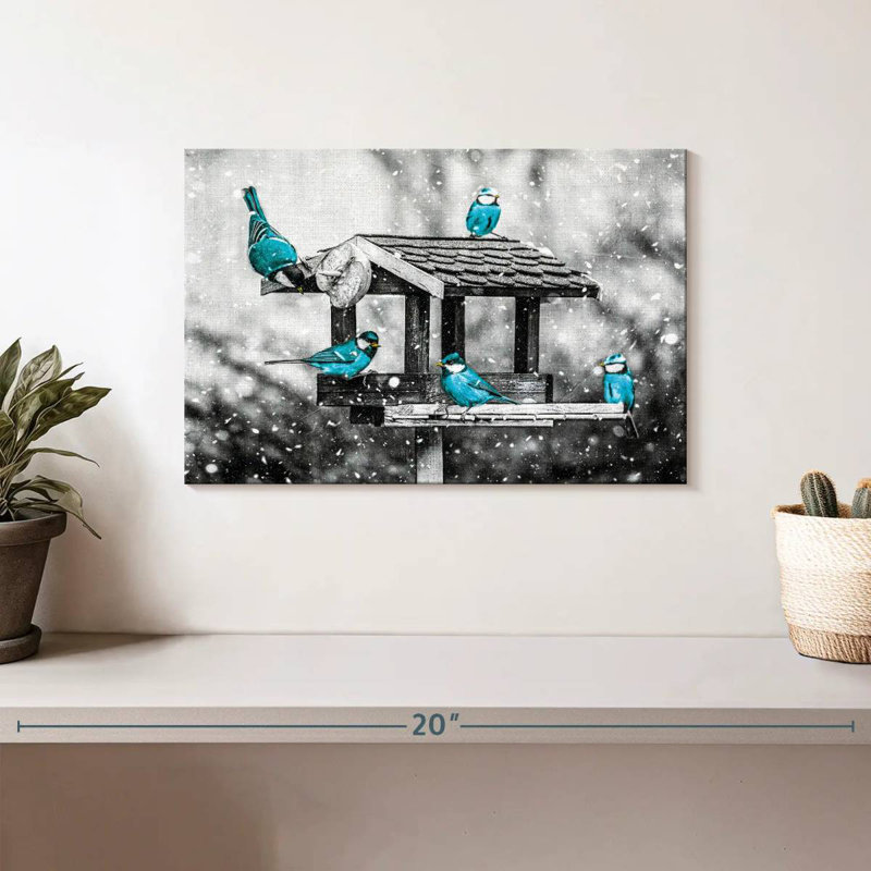 Blue Tits On Bird Feeder Pop, 8" H x 12" W