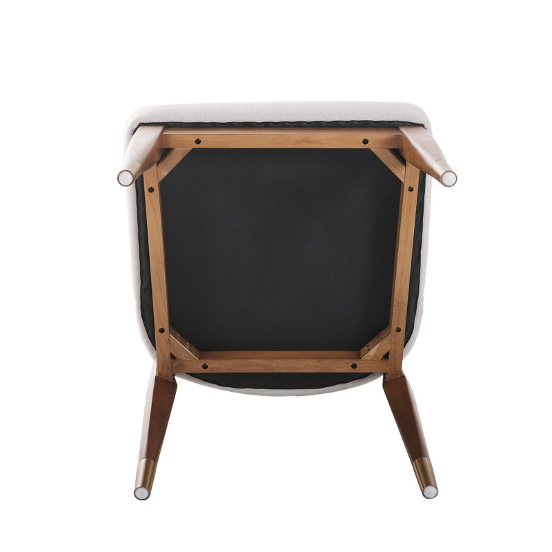 Chaise de salle à manger rembourrée ornementale blanche / brune Oracle, ensemble de 2