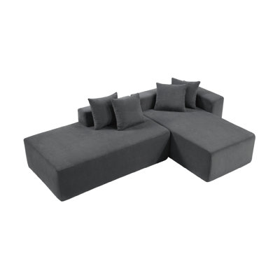 101Inch Lshaped Modular Sofa With Deep Seat Design, No Assembly Required, Highdensity Foam Filling With Highcarbon Steel Wrapped Springs,Loung Bed, Suitable For Living Room, Bedroom, Apartment.