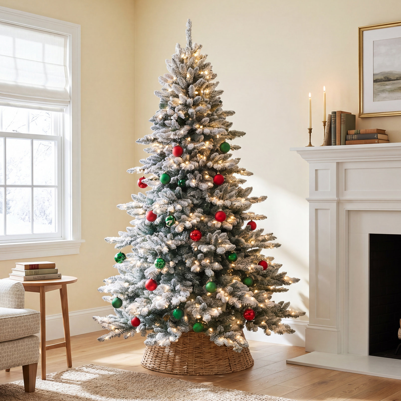 9' Frosted Pre-Lit Spruce Christmas Tree