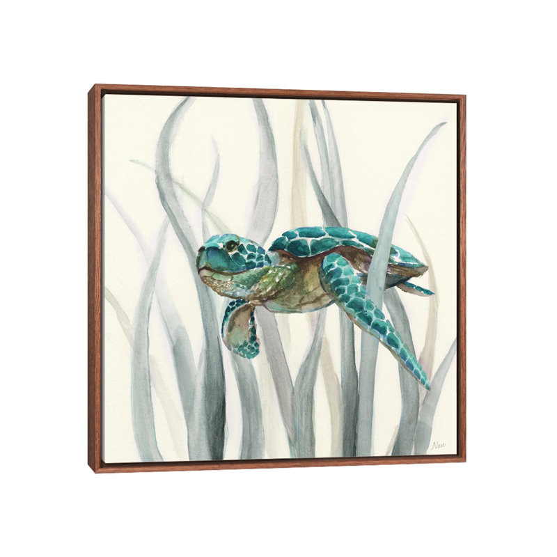 Tortue en ruppie maritime II - bleu sarcelle 6 pièces, Cadre flottant classique en bois, H 37 po x l 37 po