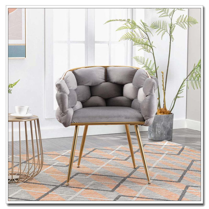 Chaise d'appoint en velours - Pieds en métal plaqués or - Conception moderne simple