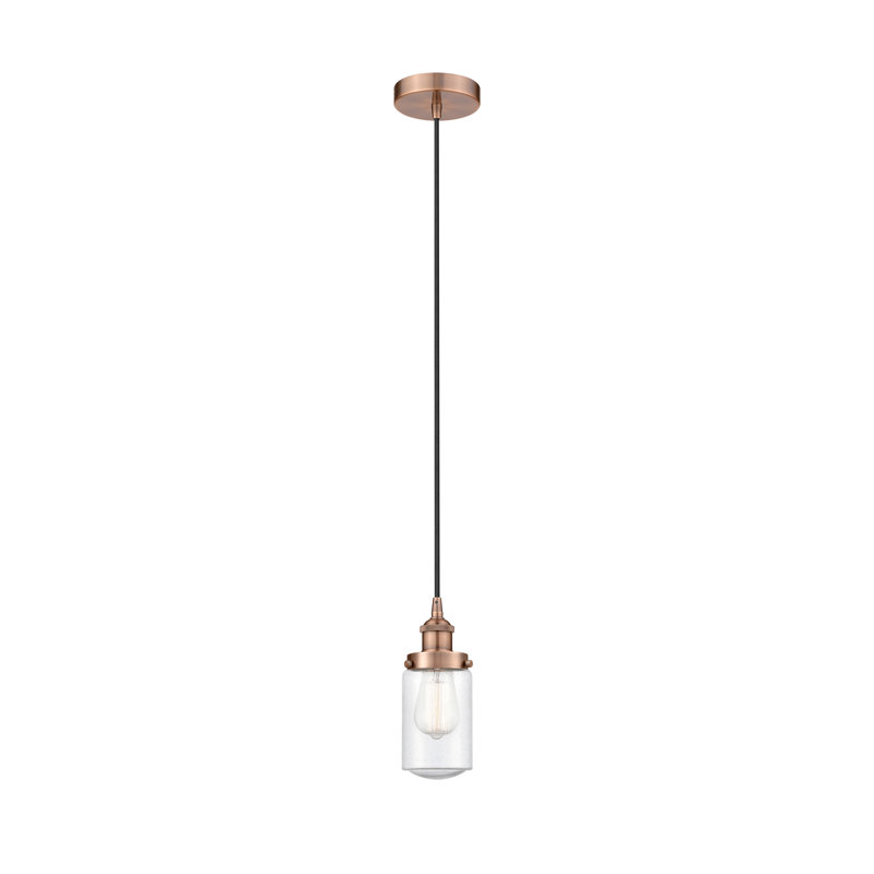 Luminaire suspendu cylindrique à 1 lumière Saroyan, Cuivre, Bullé
