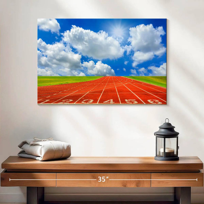 Cloudscape Over Running Track, 16" H x 24" W
