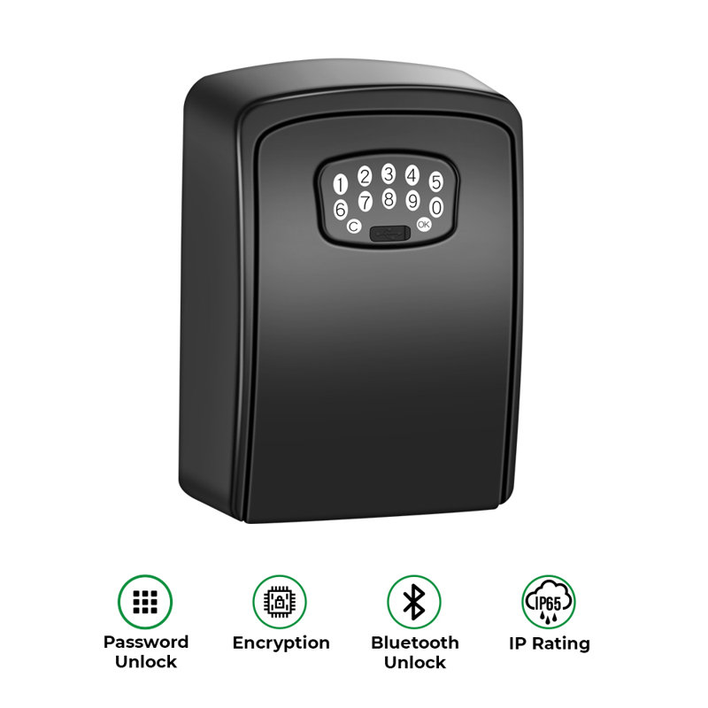 Smart Key Lock Box, Smart Key Cabinet, Bluetooth App-Controlled, IP45 Rated, Sturdy and Reliable