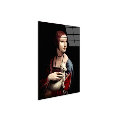 Portrait of a Lady with Ermine By Da Vinci Leonardo 80cm H X 60cm W CrystalArt Material Acrylic Glass Effect, Frameless Panel Lightweight Ready to Hang